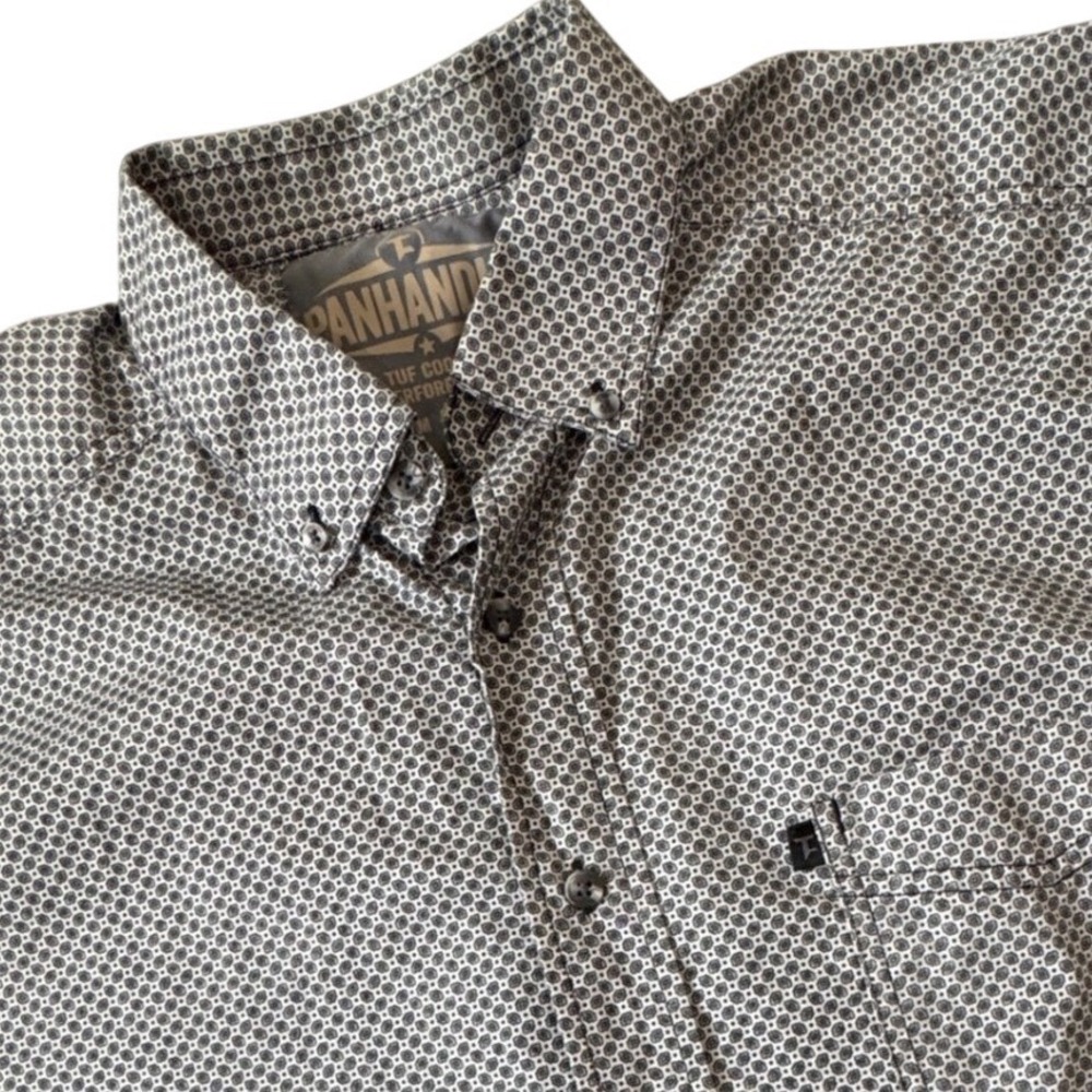 Panhandle Tuf Cooper Performance Mens Large Geometric Print Western Shirt